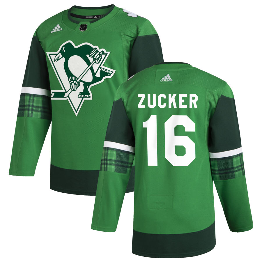 Pittsburgh Penguins #16 Jason Zucker Men Adidas 2020 St. Patrick Day Stitched NHL Jersey Green->pittsburgh penguins->NHL Jersey